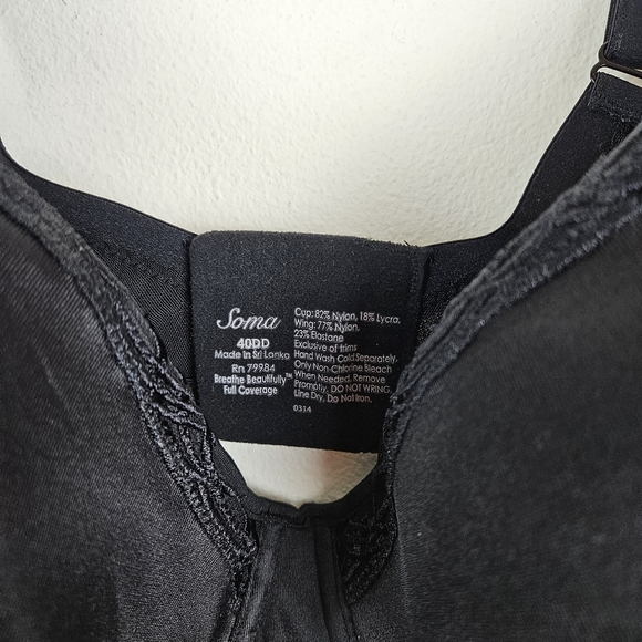 SOMA Breathe Beautifully Full Coverage FCC Lined Bra Black Size 40DD NWT - Picture 4 of 5